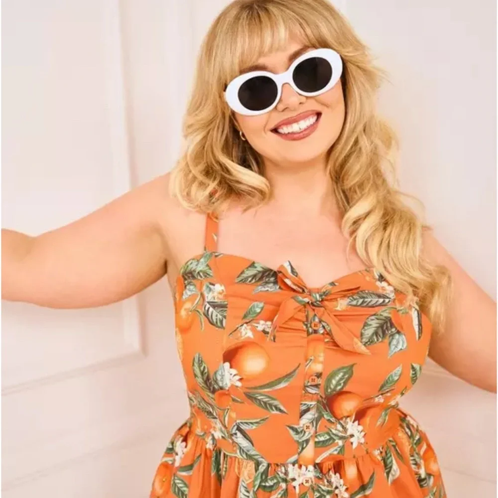 Torrid Orange Fruit themed Floral Peplum Top - Picture 4 of 4